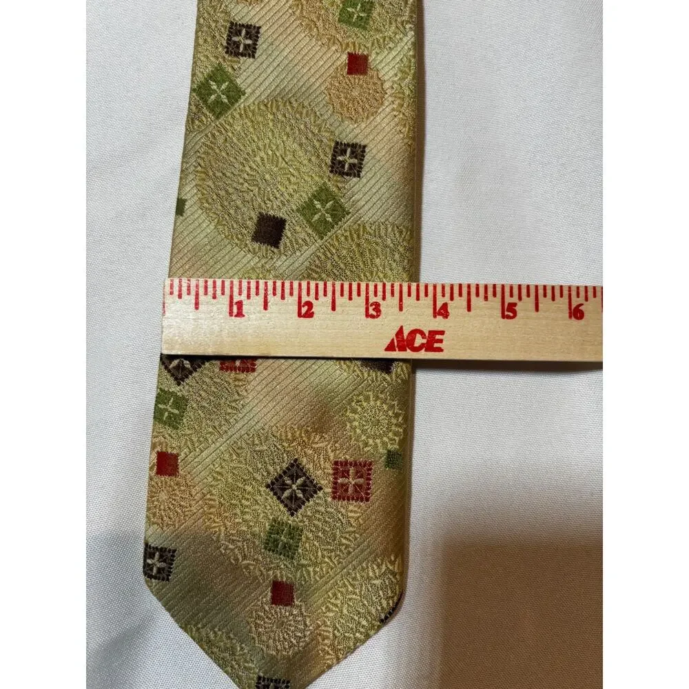 Vintage Connoisseur Italian Embroidered paisley artsy MCM Textured Tie‎ golds